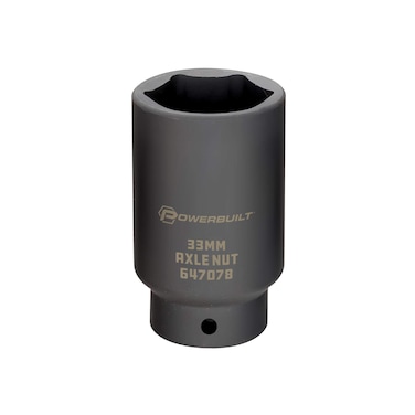 Powerbuilt 12 Drive 33mm Axle Nut Socket  647078  Black