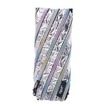 ZIPIT Metallic Pencil Case for Girls  Pencil Pouch for School College and Office  Pencil Bag for Kids Silver