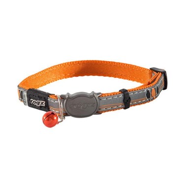 Rogz Reflective Cat Collar with Breakaway Clip and Removable Bell Fully Adjustable to fit Most Breeds Orange Bird Design