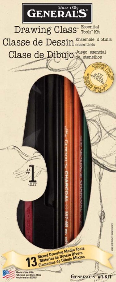 General Pencil Drawing Class Essential Tools Kit 13 Pieces