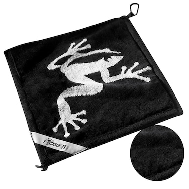 Frogger Amphibian Golf Towel with Wet and Dry Technology BlackGrey  Golf Bag Accessory for Men and Women with Carabiner Clip