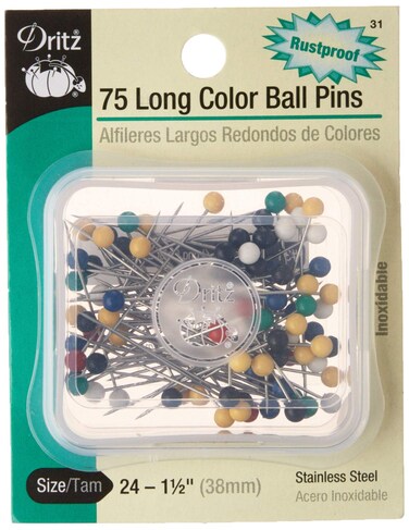 Dritz 31 Color Ball Pins Long 112Inch 75Count package may vary