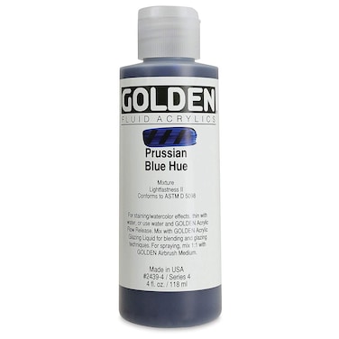 Fluid Acrylics by GOLDEN Prussian Blue Hue 4 fl oz Bottle Professional Acrylic Paint SemiTransparent