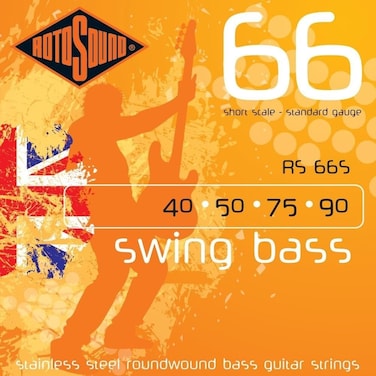 Rotosound RS66S Swing Bass 66 Stainless Steel ShortScale Bass Guitar Strings 40 50 75 90