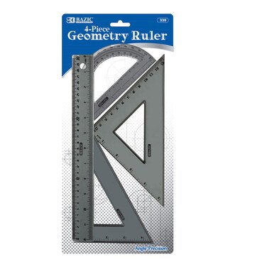 BAZIC 4Piece Geometry Ruler Combination Sets