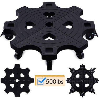 Plant Caddy With Wheels 20 Inch Heavy Duty Outdoor Indoor Rolling Plant Stand With Casters Black Plant Dolly Large Potted Planter Cart For Big Flower Pots Plants Pots Heart Shaped Garden Pot Mover