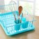 SpaceSaving 3Piece Dish Drainer Rack Set Efficient Kitchen Organizer for Quick Drying and Storage  Includes Cutlery Holder and Drainboard  Maximize Countertop Space Turquoise Blue