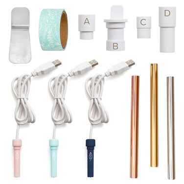 We R Memory Keepers Foil Quill Starter Kit Includes 3 Pens 4 Adaptors 3 Foil Rolls 1 Washi Tape Roll 1 Protective Plate Compatible with Most Die Cutting Machines Create Foil Transfer Projects