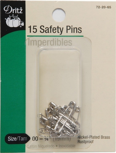 Dritz 722065 Safety Pins Nickel Plated Brass Size 00 15Count