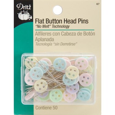 Dritz 67 Flat Head Pins Button 134Inch 50Count