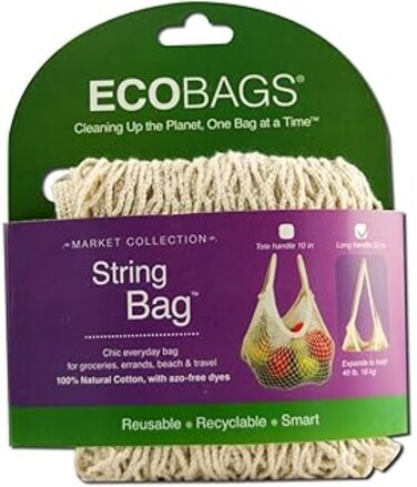 EcoBags Natural Cotton Long Handle String Bag