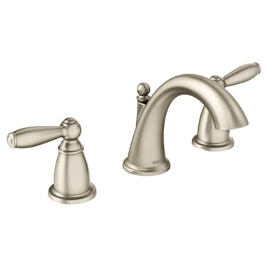Moen Brantford Brushed Nickel TwoHandle Widespread Bathroom Sink Faucet Trim Kit Traditional Bathroom Faucet for Three Hole Bath Sinks Valve Required T6620BN