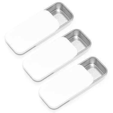 SKYPIA Lip Balm Tins Slide Top Tin Containers for Lip Balm Crafts Storage Kit  025oz 3 Pack WHITE