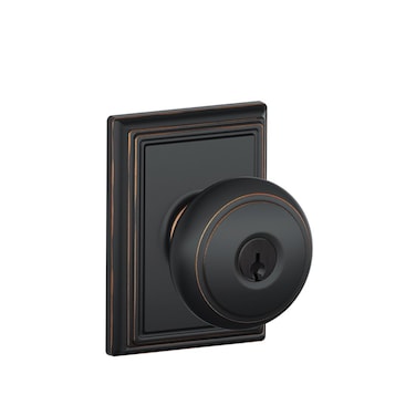 Schlage F51A AND 716 ADD Andover Door Knob with Addison Trim Keyed Entry Lock Aged Bronze