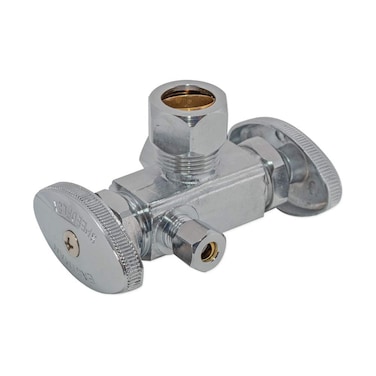 Eastman 58 Inch OD Compression x 38 Inch OD Compression x 14 Inch OD Compression 12 Inch Nom MultiTurn DualHandle Stop Valve Brass Plumbing Fitting Chrome 04350LF