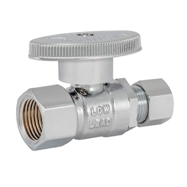 Eastman 38 Inch FIP x 38 Inch OD Compression Quarter Turn Straight Stop Valve Brass Plumbing Fitting Chrome 10754LF