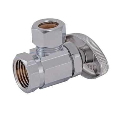 Eastman 12 Inch OD Compression x 12 Inch FIP Compression MultiTurn Angle Stop Valve Brass Plumbing Fitting Chrome 04338LF