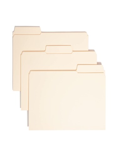 Smead SuperTab File Folder Oversized Reinforced 13Cut Tab Guide Height Letter Size Manila 100 Per Box 10395
