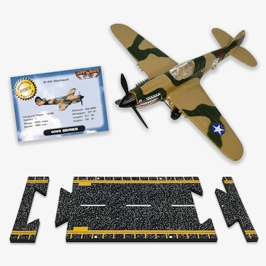Hot Wings Planes P40 War Hawk with Connectible Runway Die Cast Plane in Aviation Museums Nationwide