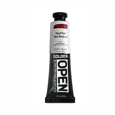 OPEN SlowDrying Acrylics by GOLDEN Naphthol Red Medium 2 fl oz tube Professional Acrylic Paint SemiOpaque