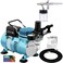 Master Airbrush MultiPurpose Airbrushing System Kit with Siphon Feed DualAction Airbrush 035 mm Tip 34 oz Fluid Cup Pro 15 hp Cool Runner II Dual Fan Air Compressor  Hose Holder How To Guide