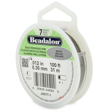 Beadalon 7 Strand Stainless Steel Bead Stringing Wire 0012 in  030 mm Bright 100 ft  31 m