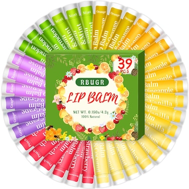 RBUGR 39 Pack of Lip Balm 12 Flavored Lip Balm in Bulk Natural Lip Balm Set Beeswax Moisturising  Soothing Lip Balms Bulk Gifts for Women Stocking Stuffers Party Favors42g015oz
