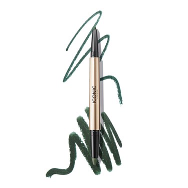 ICONIC LONDON Smokey Eye Duo Eyeliner  Creamy Easy to Blend 2in1 Eyeliner Crayon Water Resistant Cruelty Free Vegan Makeup Juniper Green 0027 oz