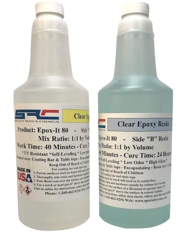 Specialty Resin  Chemical EpoxIt 80 32 oz Clear Epoxy Resin Kit for Beginners  Experts Clear Epoxy Coating for Bar Top Countertop Tabletop Crystal Clear formula for Jewelry Art  Laminating