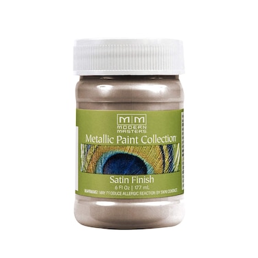 6 oz Modern Masters ME221 Warm Silver Metallic Paint Collection Satin WaterBased Decorative Metallic Paint