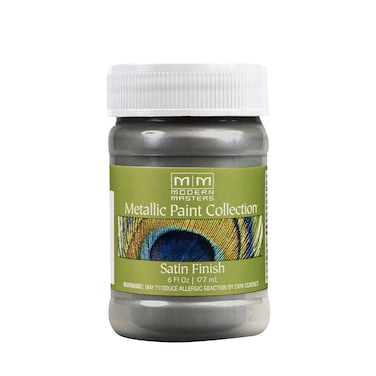 6 oz Modern Masters ME209 Pewter Metallic Paint Collection Satin WaterBased Decorative Metallic Paint