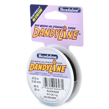 Beadalon Dandyline Bead Weaving  Stringing Thread 030 mm  012 in Black 25 m