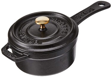 Staub Cast Iron 025qt Mini Saucepan  Matte Black Made in France