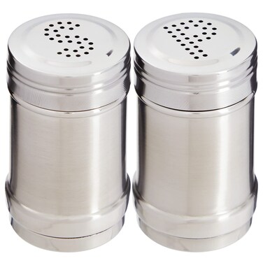 Juvale 2 Ounce Stainless Steel Metal Salt and Pepper Shakers for Kitchen Counter Dinner Table Condiments and Cooking Refillable Perforated S and P Caps 35 in