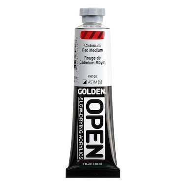 OPEN SlowDrying Acrylics by GOLDEN Cadmium Red Medium 2 fl oz tube Professional Acrylic Paint SemiOpaque