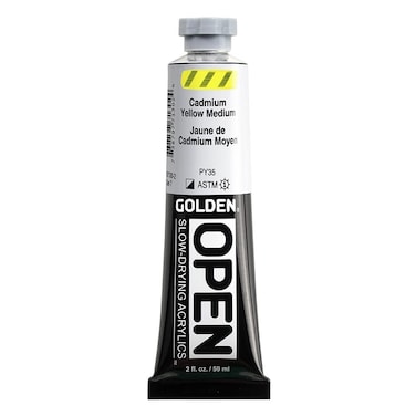 OPEN SlowDrying Acrylics by GOLDEN Cadmium Yellow Medium 2 fl oz tube Professional Acrylic Paint SemiOpaque