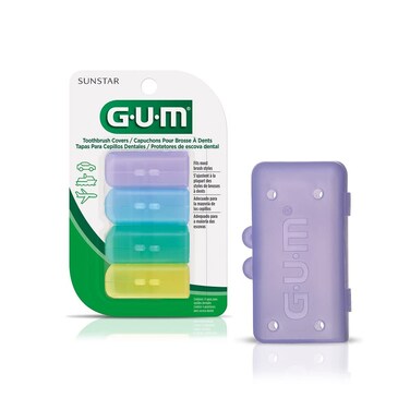 GUM152RF Toothbrush Covers for Travel Home or Camping 4 Covers
