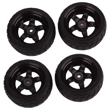 BQLZR Black RC 1 10 Tires and Wheels Set 256 Dia177 Hub Wheel Rims 5 Spoke  Rubber Tires Pack of 4