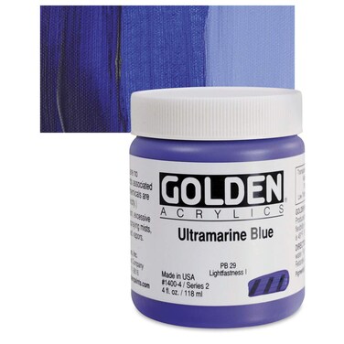Heavy Body Acrylics by GOLDEN Ultramarine Blue 4 fl oz Jar Professional Acrylic Paint SemiTransparent