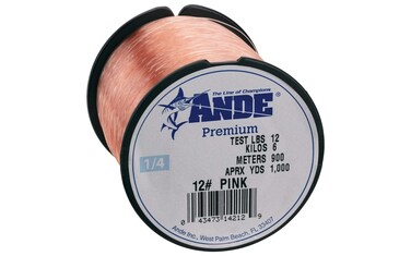 Ande A1430P Premium Monofilament 14Pound Spool 30Pound Test Pink Finish