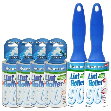 Household Essentials 791201 Cedar Fresh 2 Pack Lint Rollers  Remove Pet Hair and Dust  Includes Two Rollers with 4 Refills