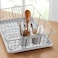 SpaceSaving 3Piece Dish Drainer Rack Set with Cutlery Holder  Maximize Kitchen Countertop Space Silver