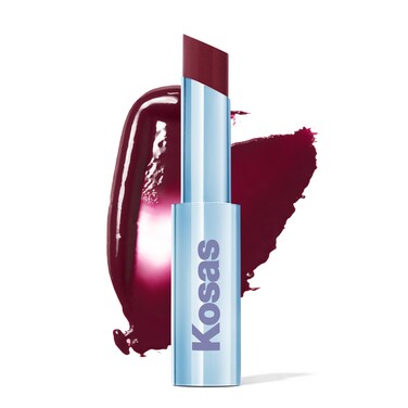 Kosas Wet Stick Moisturizing Shiny Sheer Lipstick with Ceramides Hyaluronic acid Peptides and Mango Butter  Soothes Softens and Moisturizes Lips  Bikini Blaze