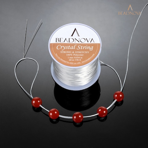 BEADNOVA 1mm Elastic Stretch Crystal String Cord for Jewelry Making Bracelet Beading Thread 60mroll Clear White