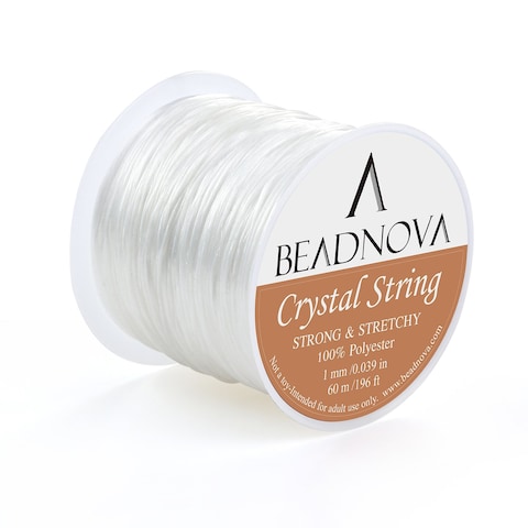 BEADNOVA 1mm Elastic Stretch Crystal String Cord for Jewelry Making Bracelet Beading Thread 60mroll Clear White
