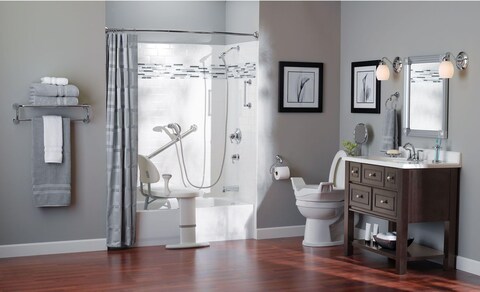 Moen Brushed Nickel Bathroom Safety 24Inch Designer Safety Shower Grab Bar with Curled Grip for Handicapped or Elderly LR8724D3GBN