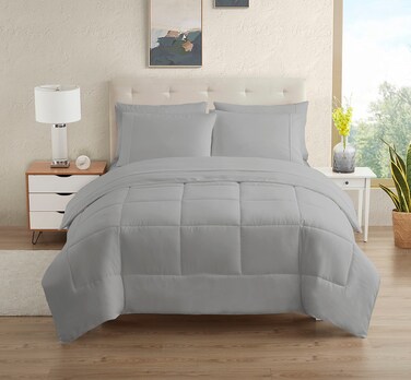 Dorm Room Essentials College Bedding Comforter Set 5 Piece Twin XL Size Bed in a Bag for College Students Boys and Girls Twin XL Silver