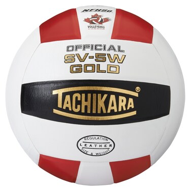 Tachikara SV5W Gold Competition Premium Leather Volleyball ScarletWhiteBlack