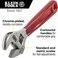 Klein Tools D5064 Adjustable Drive Wrench Forged with High Polish Chrome Finish and a plastic dipped handle 4Inch