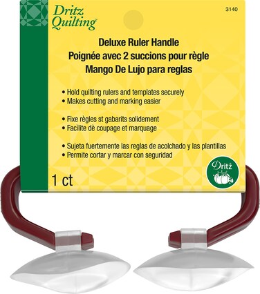 Dritz Quilting Deluxe 2 Suction Cups 1 Count Ruler Handle Red